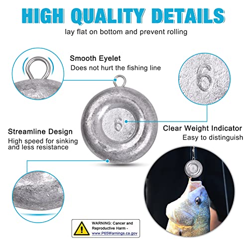 Disc Sinkers Fishing Weights, Coin Sinkers Weights Saltwater Surf Fishing Weights Catfishing Gear Tackle 8oz 6oz 5oz 4oz 3oz 2oz 1oz by SILANON - Image 2