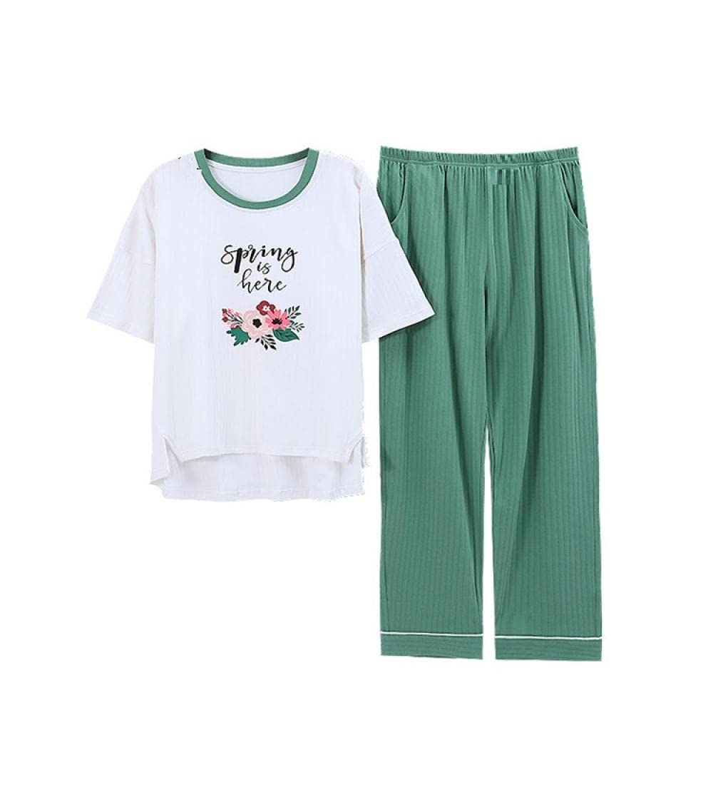 Pyjama court femme en coton léger avec pantalon mi-mollet pour la maison