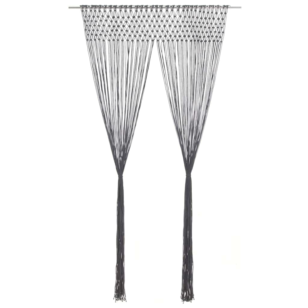 Rideau Macrame 140x240 cm Coton Anthracite