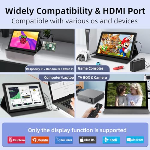 Image of 10.1inch Touchscreen Monitor, 1280x800 Dual-Speaker HDMI VGA Portable Monitor for PC /Laptop /Raspberry Pi /Banana Pi /Game Console