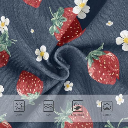 Wusikd Strawberry Girls' Underwear Cotton Blue Flowers Girls Briefs Soft Toddler Underwear 2T3