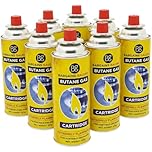 Pack of 8 Butane Gas Canisters - EN417 Camping Gas Bottle Canister Cylinders for BBQs, Weed Burner, Blowtorch & Stoves, Reliable Propane Refill, Long-Lasting & Safe for Festivals, Outdoor Cooking