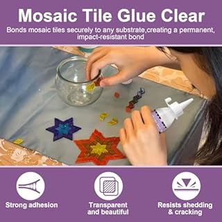 1DFAUL 200g Mosaic Tile Glue Clear, Mosaic Adhesive, Strong Bond, Fast Drying, Waterproof, Non-Toxic, Perfect for DIY Tile Art Projects & Craft Enthusiasts