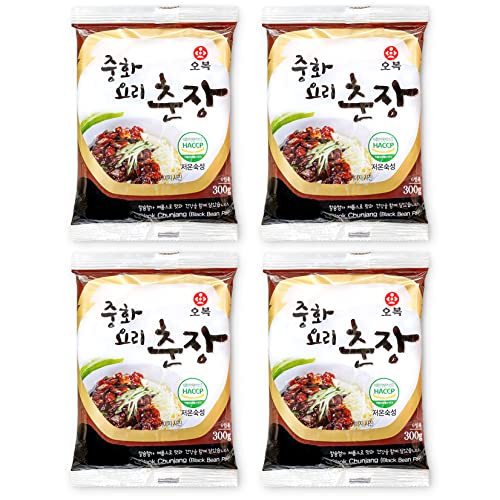 Korean Black Bean Paste Sauce for Jjajangmyeon Zhajiangmian, Jjajang Chunjang 중화요리춘장 - 300g (Pack of 4)