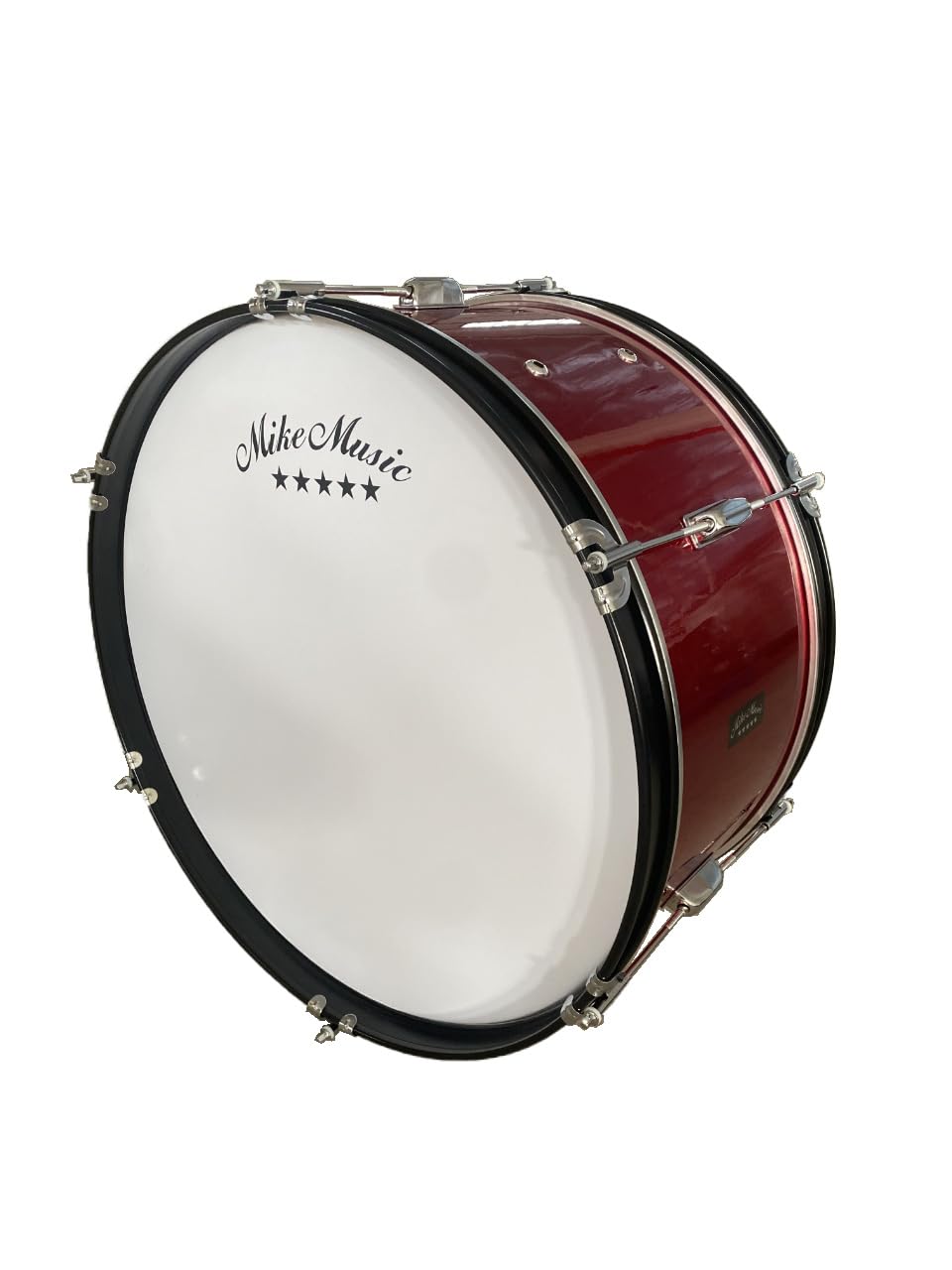 Mike Music Marching Bass Drum 24 inches Professional Bass Drum with Special Drumsticks,Adjustable Strap,Tuning keys(Red)