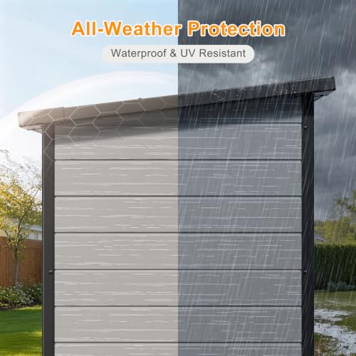 Image of 5X3FT Plastic Storage Shed with Floor and Hinged Door for Backyard