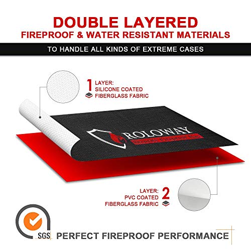 Roloway Large (17 X 12 X 5.8 Inches) Fireproof Bag, Fireproof Document Bags, Fireproof Money Bag, Water Resistant Fireproof Safe Bag For Documents And Valuables Storage #TOP3