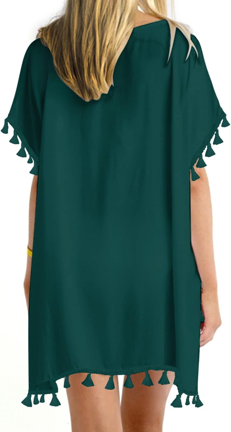 Yincro Womens Chiffon Tassel Swimsuit Cover Up Beach Coverups for Swimwear image 2