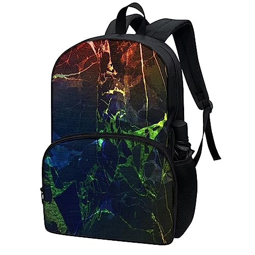 AmzPrint Red Green Blue Marble Backpack For Girls Kids 17 Inch Backpack Lightweight Bookbags For Elementary Middle School2