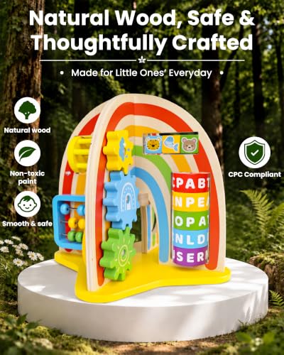 9-in-1 Baby Wooden Activity Cube Toy for 1 Year Old - Image 5