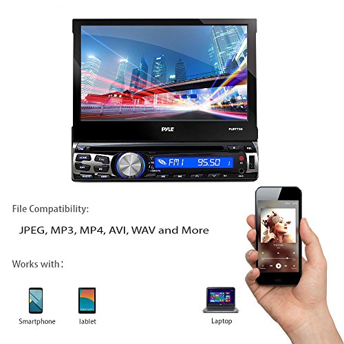 Pyle 1Din Dvd Receiver Bluetooth - 7-Inch Car Stereo Touch Screen Headunit Receiver - Built-In Mic, Hands-Free Call Answering -Am/Fm Radio Cd/Dvd Car Audio System - Pyle Plbt73G #TOP1