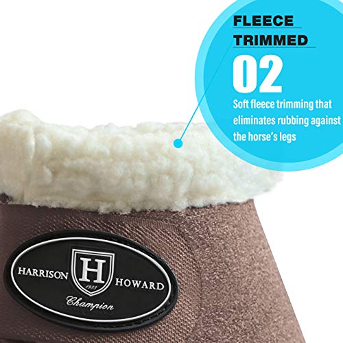 Image of Harrison Howard Essential Bell Boots Shock Absorption with Fleece Trim Non-Rotating Reinforcement
