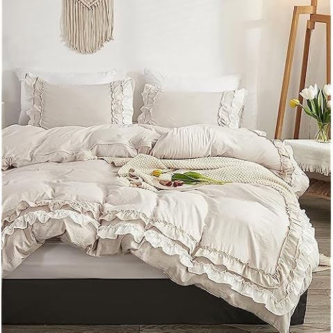 GETIYA Romantic Ruffle Microfibre Bed Linen Cover