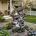 Outdoor Water Fountain Large - Stone Fountains with LED Light for Patio Yard Garden Backyard Decking Outdoor or Entryway Decor 30''