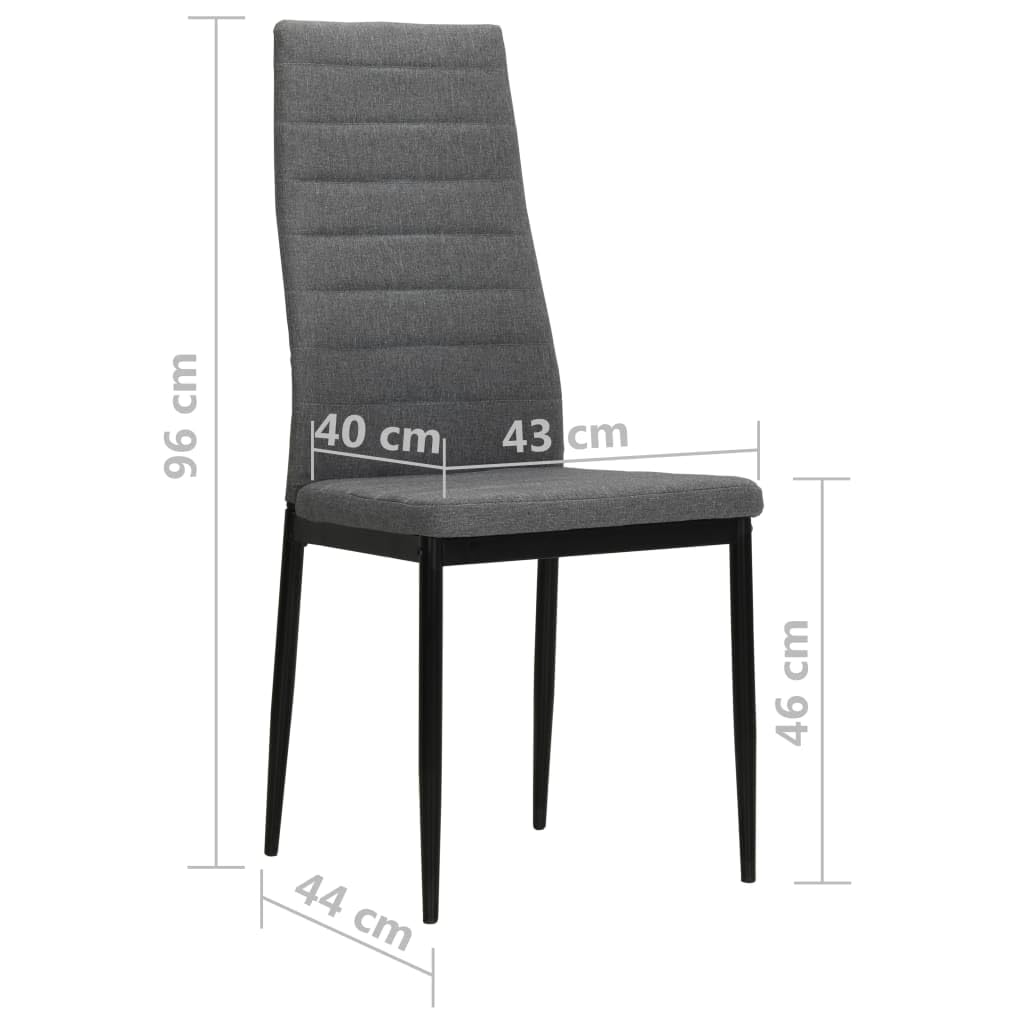 Set di 4 sedie da sala da pranzo, grigio chiaro, tessuto poliestere con