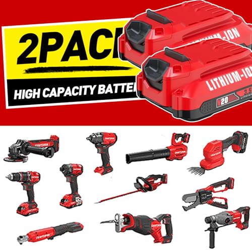 Image of Bonadget 2Pack 3.5Ah Battery and Charger Set for Craftsman 20V Battery Replacement for Craftsman V20 CMCB202 CMCB2011 CMCB205 Lithium-ion Battery with CMCB104 Charger Set