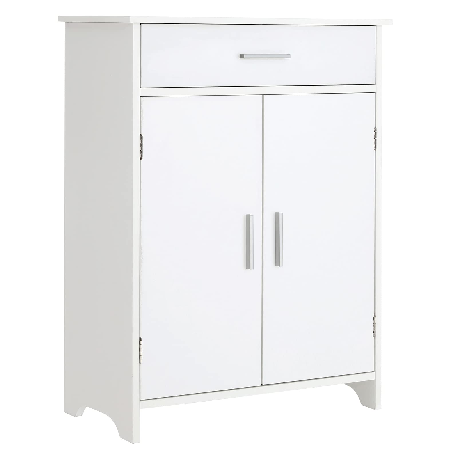 IwellBathroom Cabinet, Floor Storage Cabinet with 1 Large Drawer & Adjustable Shelves, Sideboard for Bathroom, Entryway, Living Room, White