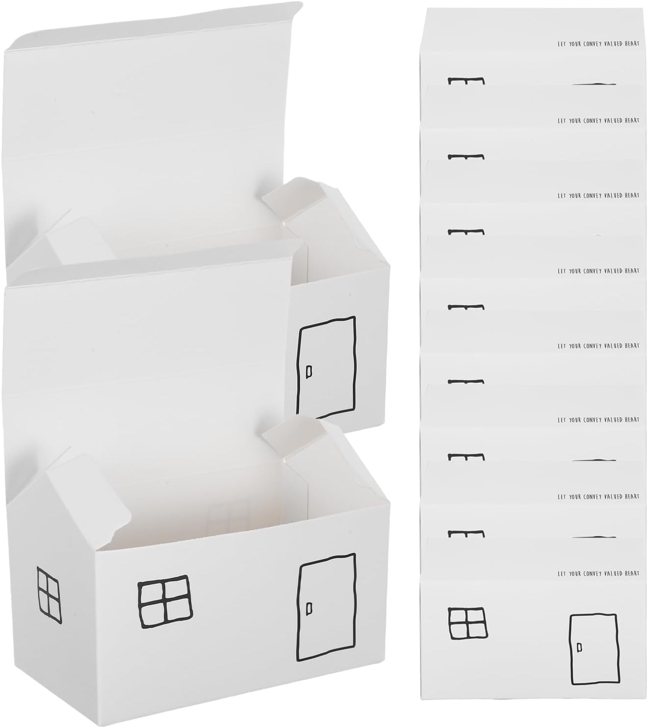 SWETRACE 50pcs White House Shaped Goodie Boxes 11.4x6.5x6cm Small Treat Boxes Paper Party Favor Candy Packaging for Weddings Showers Holiday Events