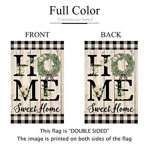 Ortigia Home Sweet Home Magnolia Small Garden House Flag Burlap Vertical Double Sided 28 X 40 Inch Spring Farmhouse Rustic Buffalo Check Plaid Flower Home Decor For Yard Lawn Patio Outdoor #TOP3