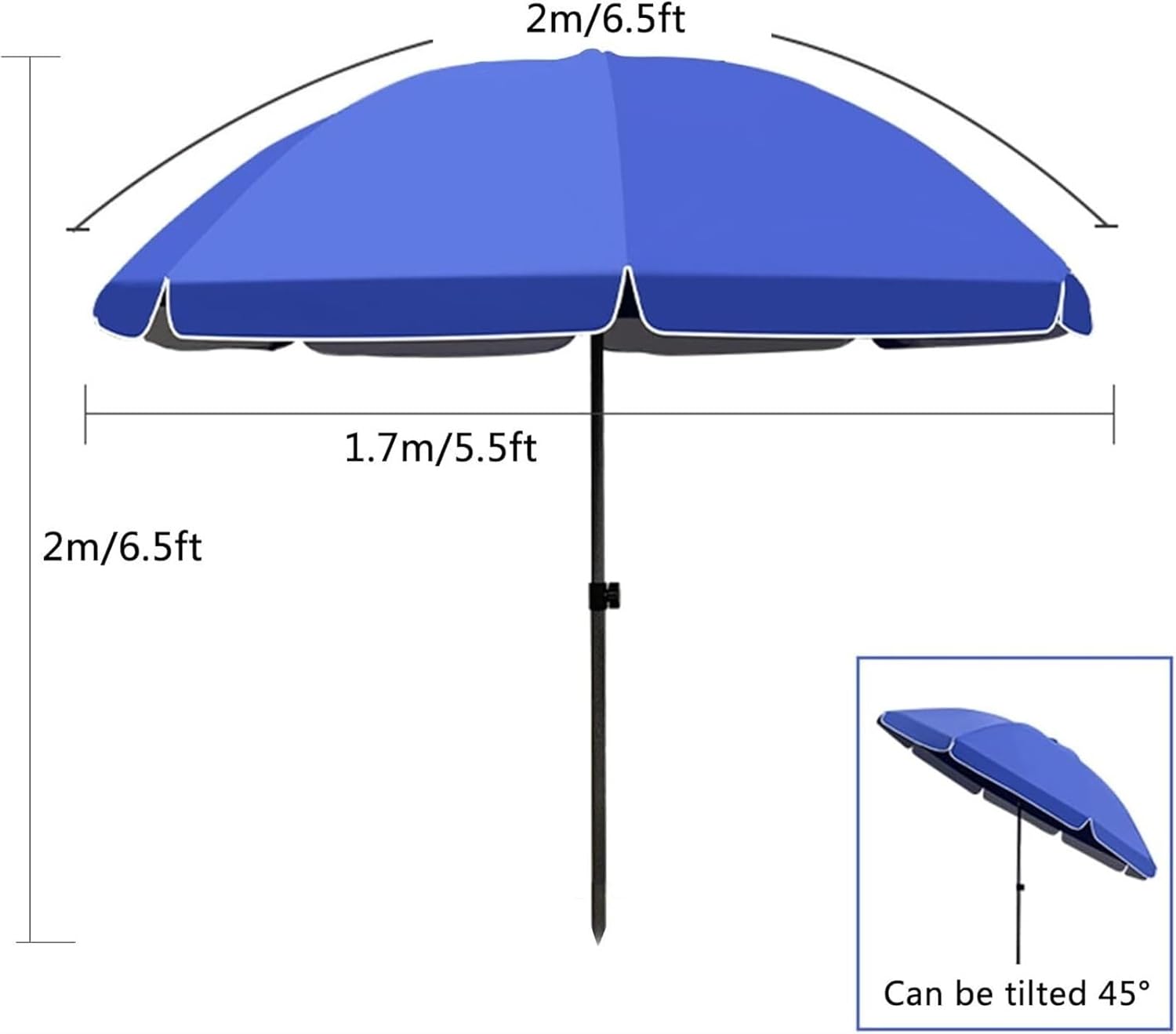 Outdoor Parasol Patio Umbrella Round Outdoor Market Table Patio Umbrella for Garden Backyard Without Base Patio Garden Umbrella