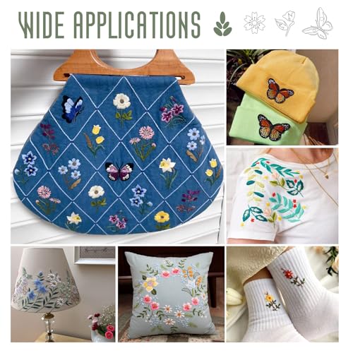 Image of Spritewelry 60 Pcs Water Soluble Embroidery Stabilizers, Stick and Stitch Embroidery Paper with Pre-Printed Flower Butterfly Patterns Wash Away Adhesive Stabilizers for Hand Sewing Lover Beginners