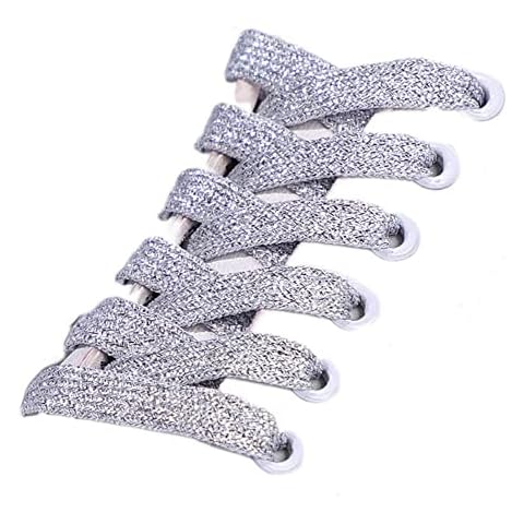 GIVBRO Glitter Shoes Laces Braided Flat Ropes Laces Shoe Accessories for Casual Walking Shoes Sneakers Decoration Silver - 140cm Cover