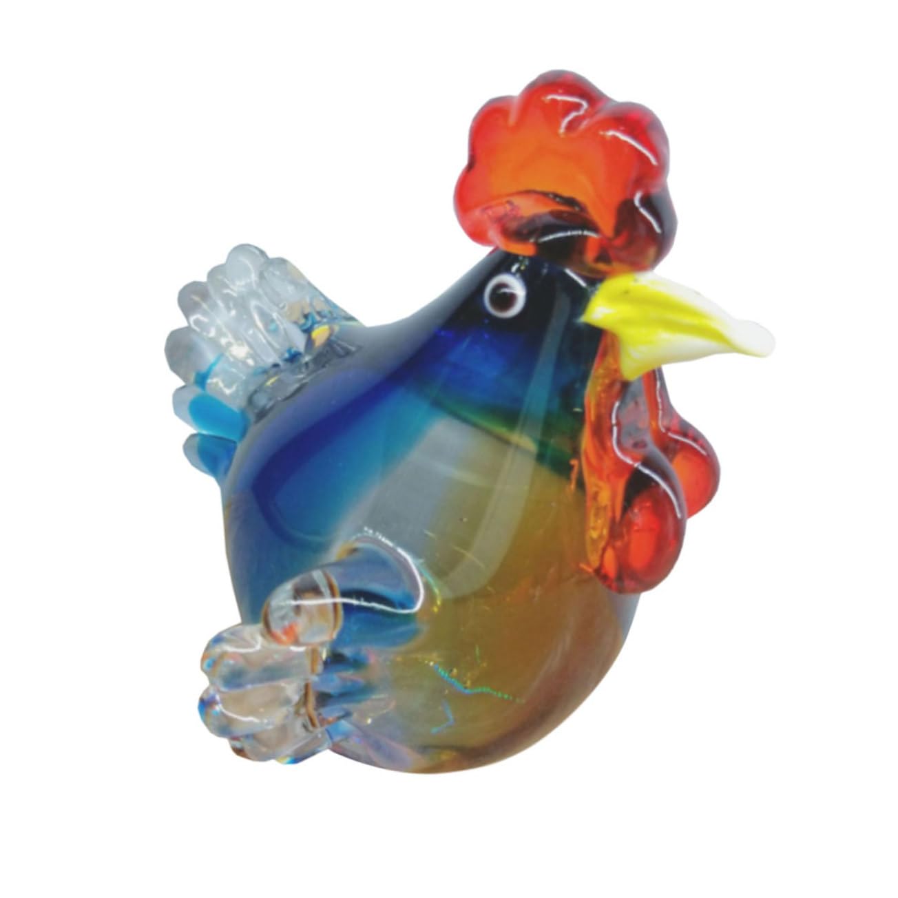 LIFKOMERooster Ornament Glass Chicken Figurine House Decorations for Home Glass Farm Animal Figurines Easter Rooster Adorn Hand Sculpture Paperweight Art Glass Vintage Lovers Outdoor Gift