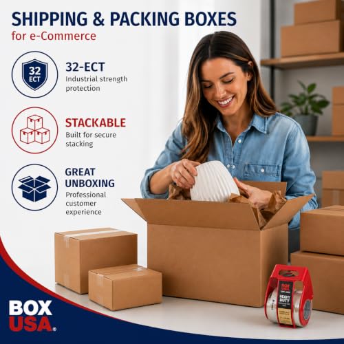 Image of BOX USA Moving Boxes Medium 18 inchL x 14 inchW x 12 inchH 10-Pack | Corrugated Cardboard Box for Shipping, Mailing, Packing, Packaging and Storage 18x14x12