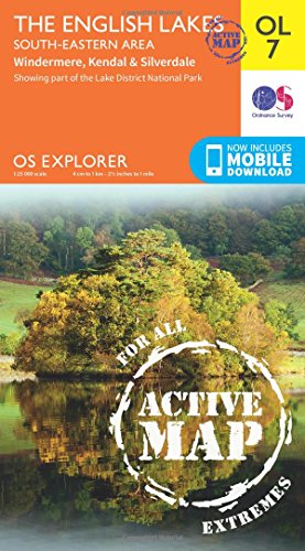 Ordnance Survey Active Map The English Lakes, South-eastern area: Windermere, Kendal & Silverdale. Showing part of the Lake District National Park. Weatherproof, tearproof (OS Explorer Active Map)