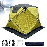 Neue Eisangelzelte, Warmes Outdoor-Campingzelt, Doppeltür, Doppelfenster, Schnellaufbau in 60 Sekunden, Dreilagiges Baumwollgewebe, Transparenten Fenstern, Winterpicknicks(Olives Green,240*240*190CM)