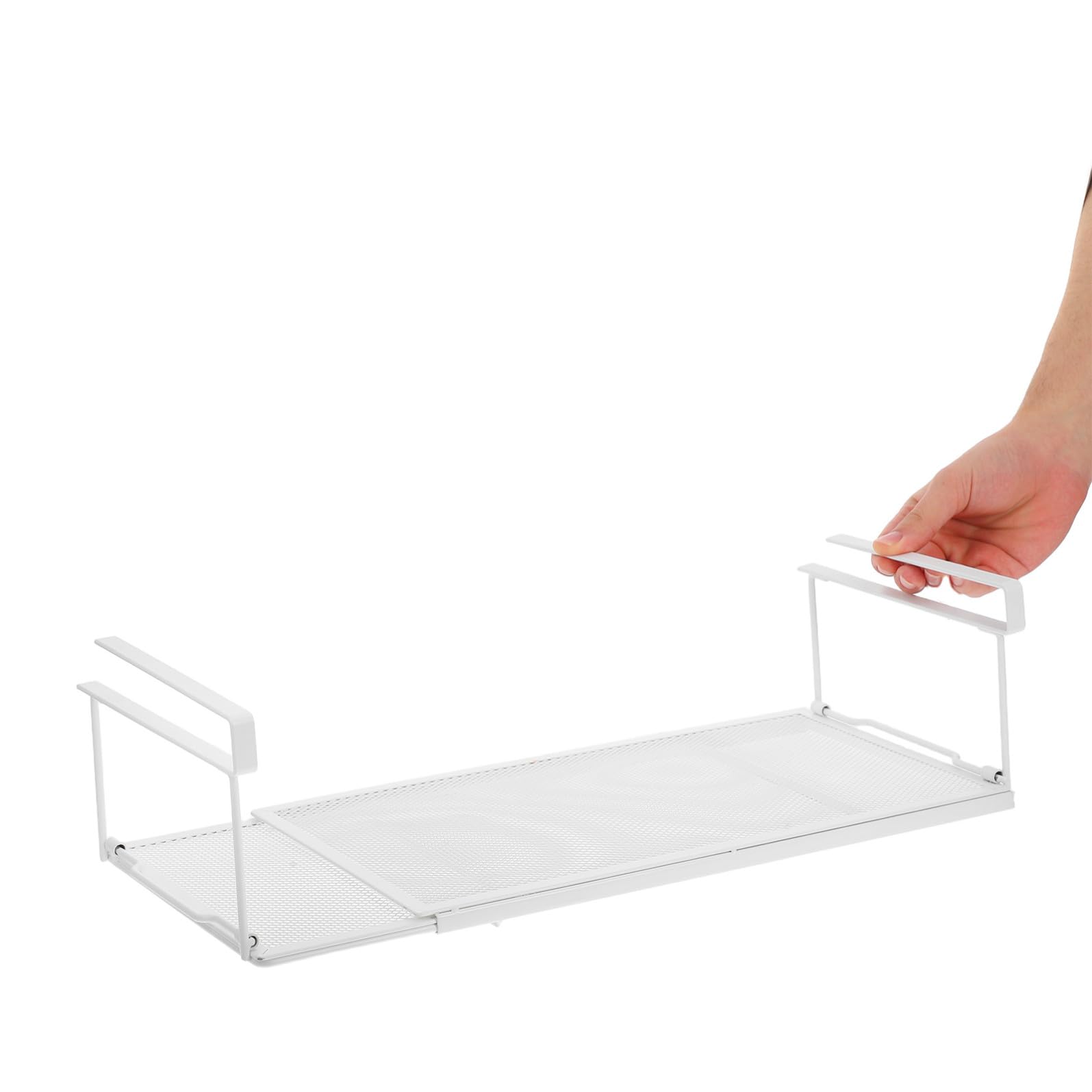 SHINEOFI Organizzatore Sottolavello Cucina in Acciaio al Carbonio Bianco, Cestino Estraibile Salvaspazio Versatile per Dispensa e Cucine Professionali