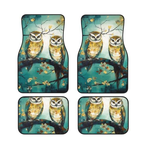 Tapis de sol de voiture universels robustes et antidérapants motif chouettes quatre saisons