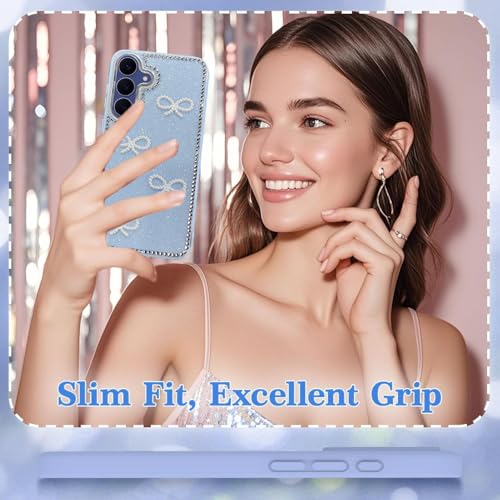Image of DIZORO for Samsung Galaxy S25 fe 5G Cover,Cute Bow Tie Aesthetic Phone Case,Trendy Slim Hard IMD Shockproof Protective Bumper Designer Phone Back Cover for Women Girls Blue