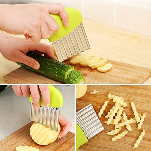 Stainless Steel Serrated Cutter, Potato Crinkle Cutter,French Fries, Chips Chopping Knives, Fruit Vegetable Blade with Wavy Edge Crinkle Choppers for Vegetables, Potatoes, Onions