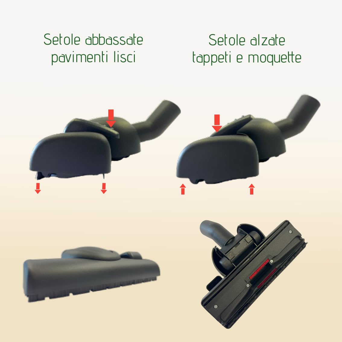 Spazzola Tonda Professionale Per Aspirapolvere, Diametro Interno 44 Mm. Compatibile Con Modelli 30-90 Litri. Colore Nero, Materiale PP Resistente.