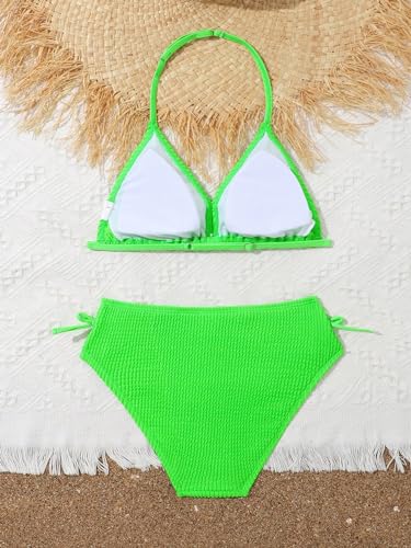 Milumia Girl's Two Piece Swimsuits Textured V Neck Halter Knot Swimwear Bikini Sets3