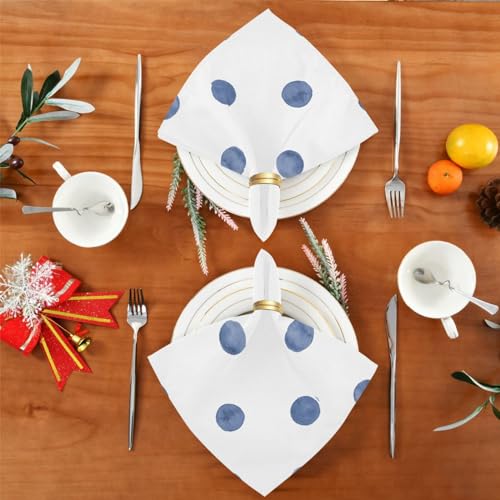 Set de 6 Servilletas de Tela Azul Marino con Lunares miniatura 5