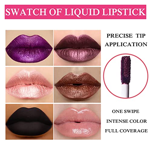 Susikeki 6Pcs Double Ended Lipstick Makeup Set - Included Lip Plumper, Black & Glitter Lip Gloss, Matte Red & Nude Lipstick And Lip Primer, High Pigmented Long Lasting Lip Stain Make Up Kit For Women Girls #TOP3