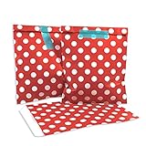 Frau WUNDERVoll® 100 PAPIERTÜTEN ROT, PUNKTE 13 x 16,5 cm, 45 Gramm Papier, flach / Candy Bar, Hochzeit, Kindergeburtstag, Papiertütchen, Candybag, Tüten, Mitgebseltüten