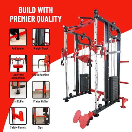 Image of Gym24 Functional Trainer with Smith Machine Home Gym All in One Home Gym Machine with PVC Weight 80 kg Both Side | Installation Free