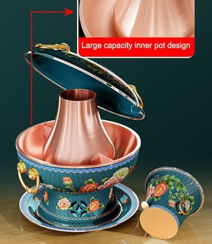UWYTGF Shabu Hot Pot Thickened Copper Charcoal Hotpot,Chinese Copper Hot Pot Old Beijing Style Hot Pot Chinese Fondue Pot Cookware Electric Hot Pot,38Cm,36cm — view 4