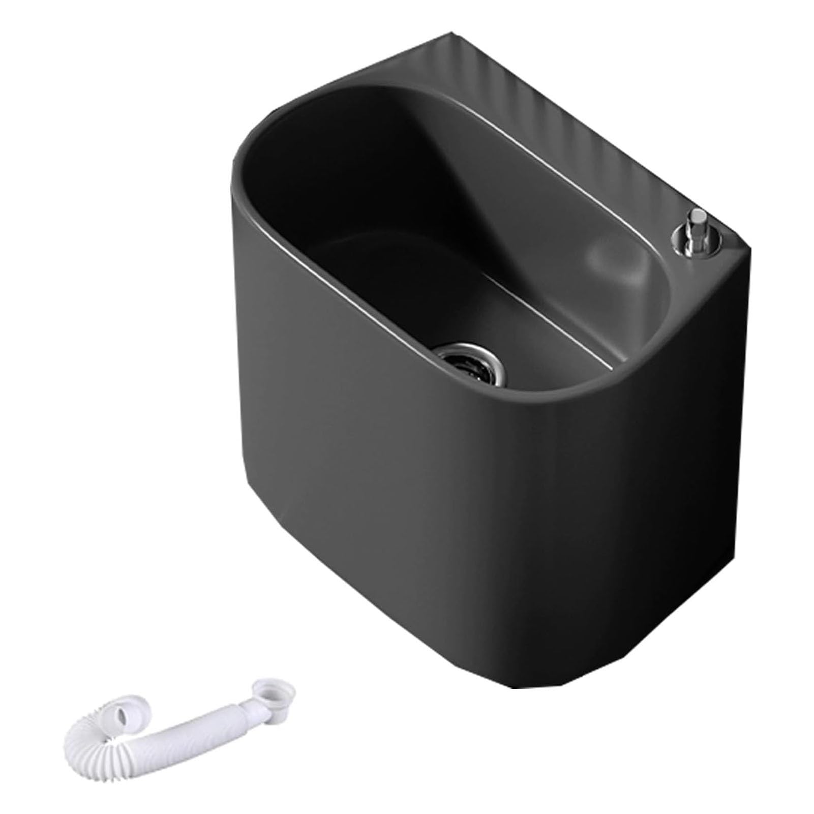 Évier de salle de bain Nero en céramique noire anti-tache avec bouton de vidange rapide