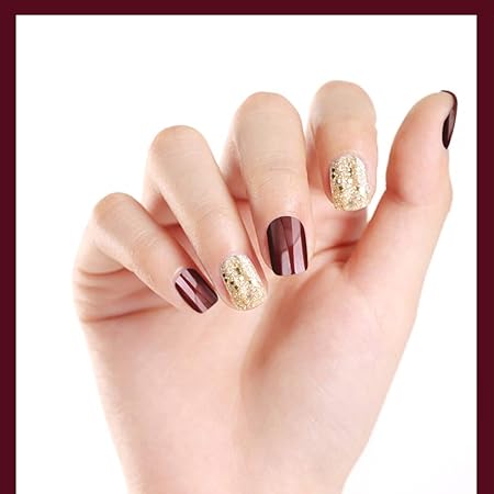 Amazon 偽のダイヤモンドネイルの芸術的なデッサンを完全にカバーする24本の偽のネイル ネイルの先端を押すネイルチップショートレッドワインチップ Vonrui ジェルネイル 通販