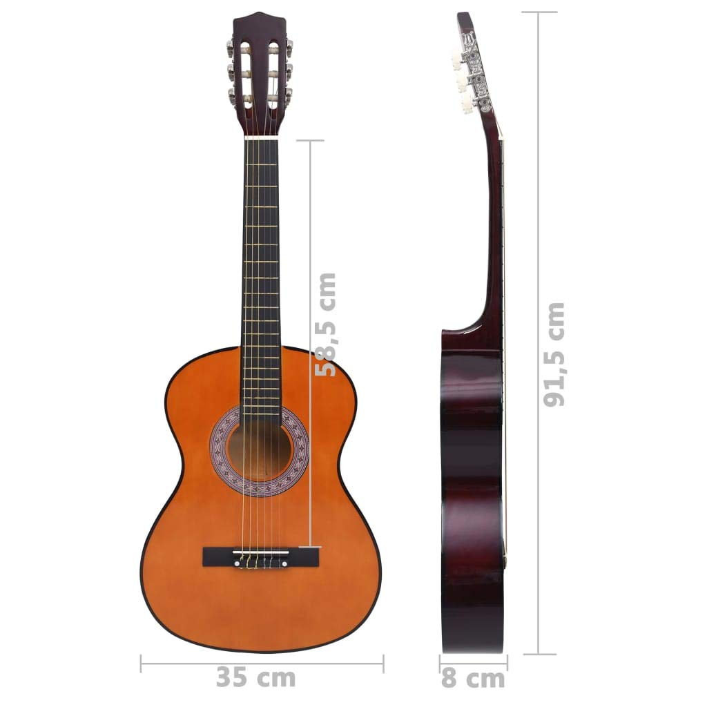 Guitarra clásica de 3, 4 y 36 pulgadas, con funda de madera de tilo para principiantes, aprender a tocar música, viajar y en casa, cuerda de nailon, estilo concierto