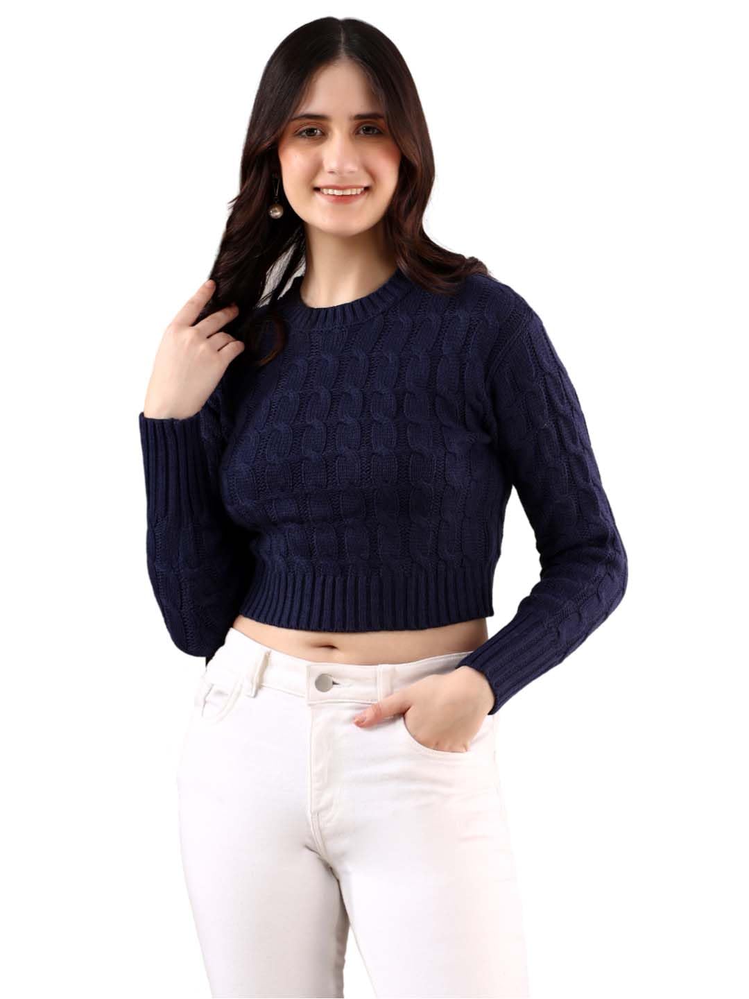 kotty Women's Ribbed Crop Sweater Minimalistic Elegance for Every Occasion-picture-41