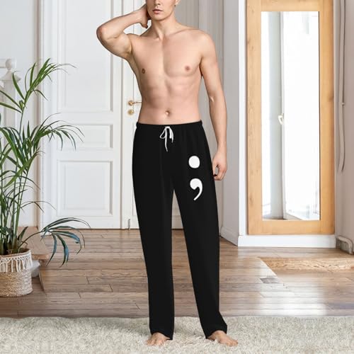 Semi Colon Pajama Pants Adult Comfy Sleep Pants Lightweight Pjs Bottoms Wide Leg Sleepwear Lounge Pants For Mens2