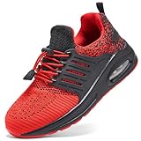 Ugmikdo Kids Shoes Boys Girls Running Tennis Athletic Shoes Breathable Lightweight Fashion Sneakers for Sports Athletic Gym Walking Red Black Size 3 Little Kid
