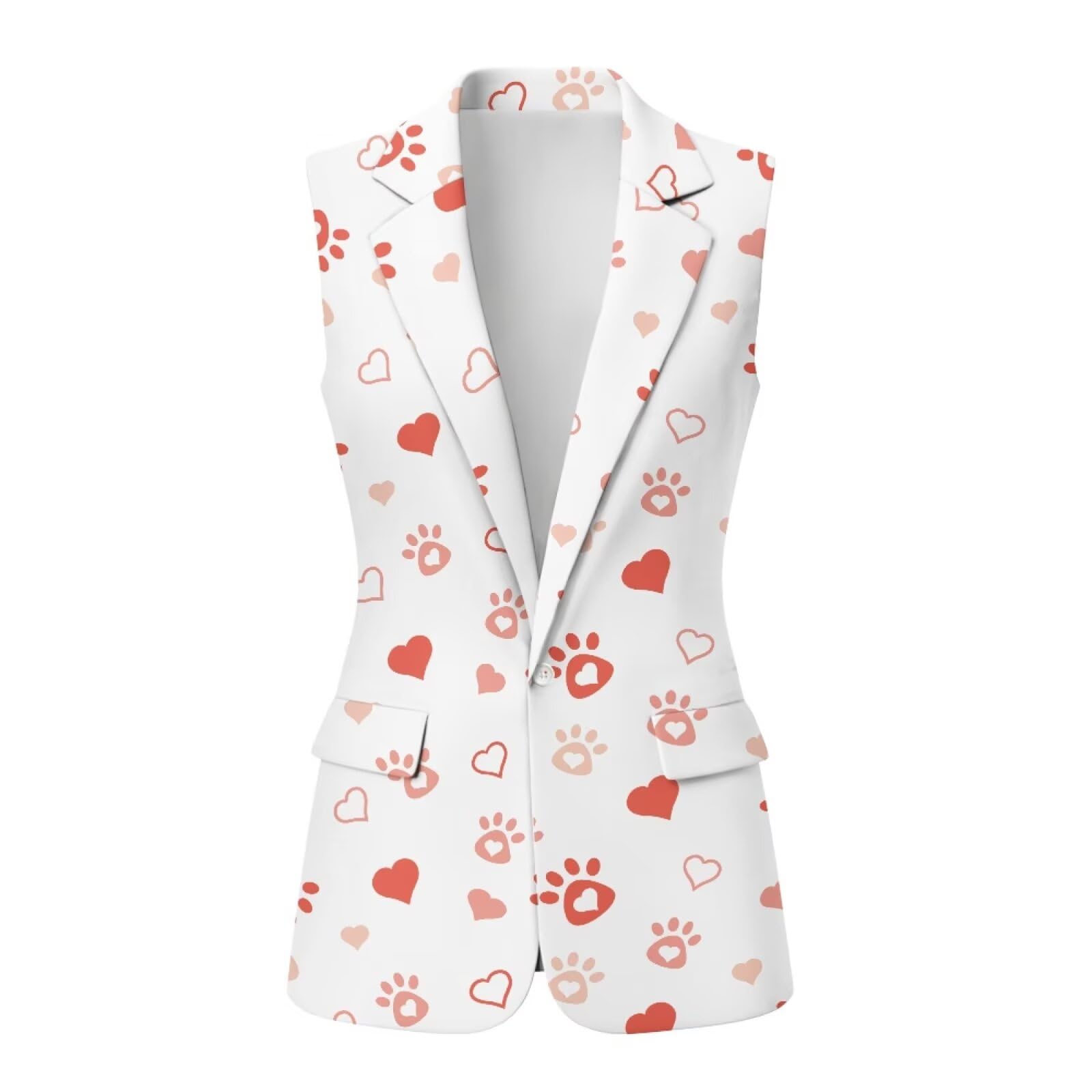 Fashion Suit Vest for Women V Neck Waistcoat Vest Top One Button Outerwear with Pockets for Vacation Travel