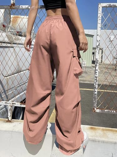 Image of GRECIILOOKS Women's Cargo Pants|Trousers |High Waist Cotton Trouser |Flared Parachute Pants with Side Pockets | Cargo Pant|Elegant for College & Events