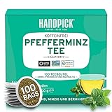 HANDPICK, Pfefferminztee (100 Tee Pfefferminz Beutel ) Nicht-GVO, Reine Tee Pfefferminz | Peppermint Tea - Minze, Frischer, Kühler Geschmack | Runde Umweltbewusste Teebeutel | Pfefferminz Tee,